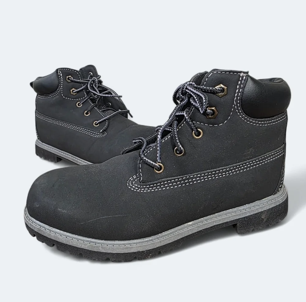 Wonder Nation Kids Size 5 Black Combat Boots Lace Up